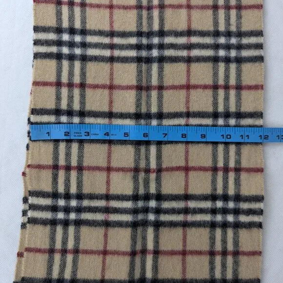 Classic BURBERRY Vintage Check Scarf Beige 50%Wool 50%Cashmere Fast Ship Today. - Picture 6 of 6